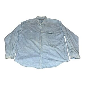 Vintage Y2K Harley Davidson Mens 3XL Denim Long Sleeve Button Up American Legend